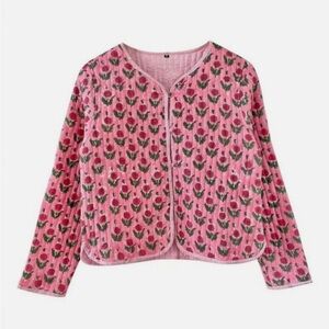 Pink Floral Quilted Jacket